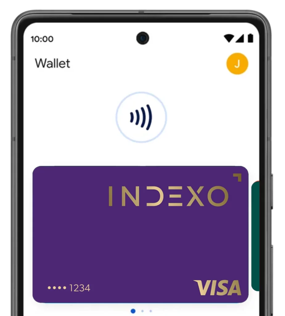 Viedtālrunis, kurā redzama digitālā INDEXO karte Google wallet digitālajā makā.